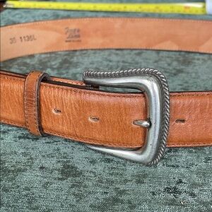 Tony Lama Brown Leather Belt with Silver Western Buckle